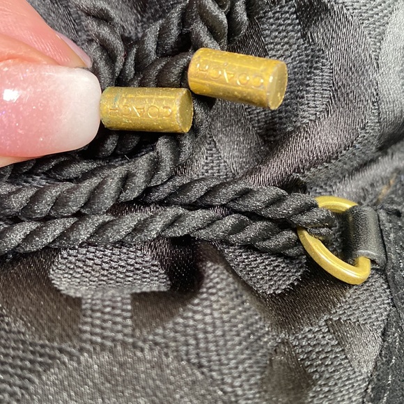 Coach black monogram jacquard Maisy rope tie lace up wedge winter boots Size 8 - Picture 10 of 16